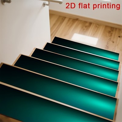 Gradient Green 2D Flat-printed Stair Treads, Non-slip Step Mats, and Protectiv