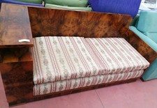 Antico Divano Deco con Libreria e Cuscini, Impiallicciato Anni '20 