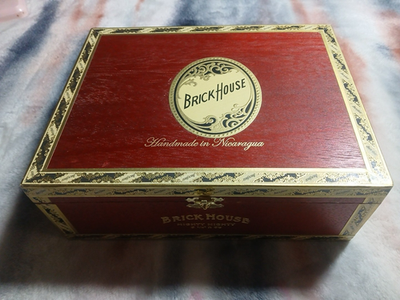 #ad Brick House Nicaraguan Handmade Cigar Box 9x7x3 Red and Gold Wooden $20.00