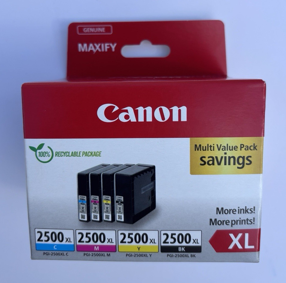 Genuine Canon PGI‑2500XL 4 Colour High Capacity Ink Cartridge Multipack New