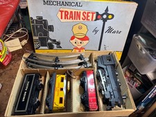 Vintage Mechanical Wind Up Train Set by Marx with Original Box Complete