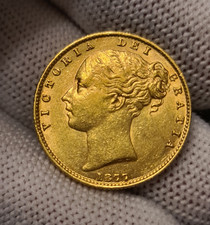 Full Sovereign Coin 1877 Shield Back Sydney Mint Young Head 22 Carat Solid Gold