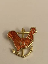 Rhode Island Red Rooster And Anchor Lapel Pin P108