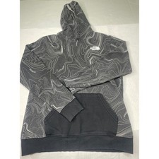 The North Face Boys XL 18/20 Grey Topographic Map Print Fleece Pullover Hoodie