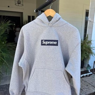 Supreme Box Logo Hoodie Sweatshirt Heather Grey Size Small FW25 Pre Owned
