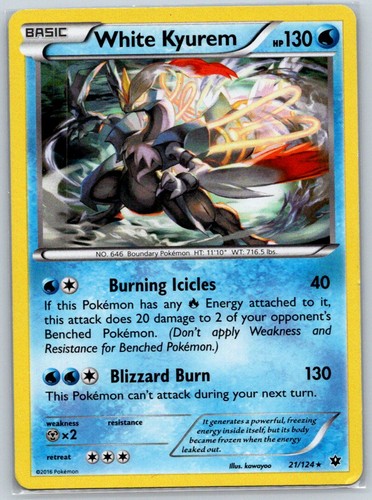 White Kyurem 21/124 Holo Rare XY - Fates Collide Holofoil (Lightly Played)
