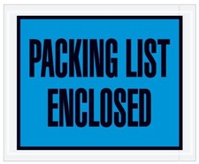 4 1/2 x 5 1/2" Blue "Packing List Enclosed" Envelopes-1000 per Case