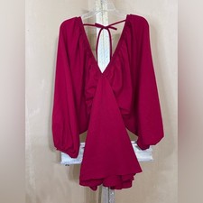 SHEIN Deep Red V-Neck Dress SZ MEDIUM