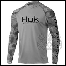 HUK Men Long Sleeve Hoodie Performance Fishing Shirts UPF 50+ Fishing Tops