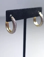 Vintage Diamond hoop earrings 14k Gold 925 Silver Hoops Thai FAS