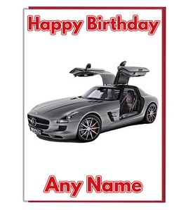Personnalise Mercedes Voiture De Sport Sur Le Theme De Carte D Anniversaire Papa Frere Mari Fils Ebay