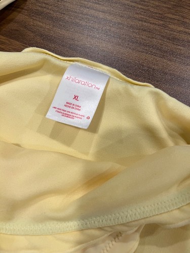 Xhilaration Juniors Ruffle High Leg Scoop Bikini Bottom, Yellow Size XL (12-14) - Picture 2 of 7