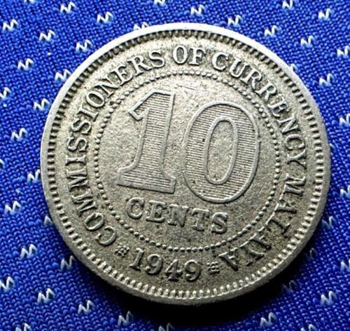 1949 Malaya 10 Cents Coin XF + #M517
