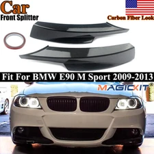 CARBON FIBER LOOK FRONT BUMPER LIP SPLITTERS SPOILER 2PCS FOR 2009-2012 BMW E90