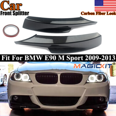 CARBON FIBER LOOK FRONT BUMPER LIP SPLITTERS SPOILER 2PCS FOR 2009-2012 BMW E90