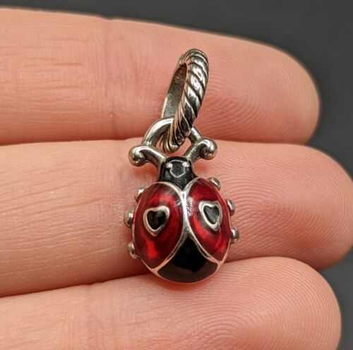 Brighton Ladybug Bug Insect Red Black Heart Enamel Charm Pendant J90642 B718 - Picture 1 of 6