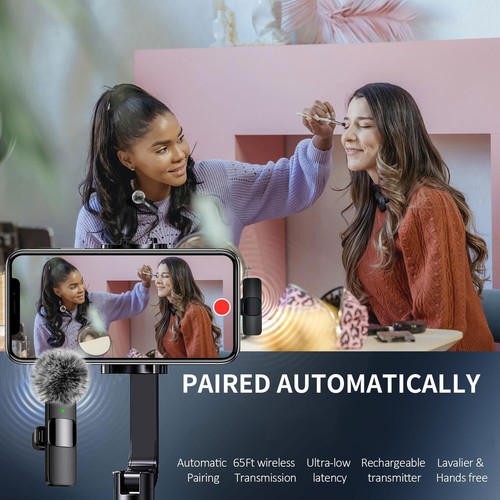 Wireless Lavalier Microphone Video Audio Recording Mic For iPhone Android Live - Picture 5 of 10