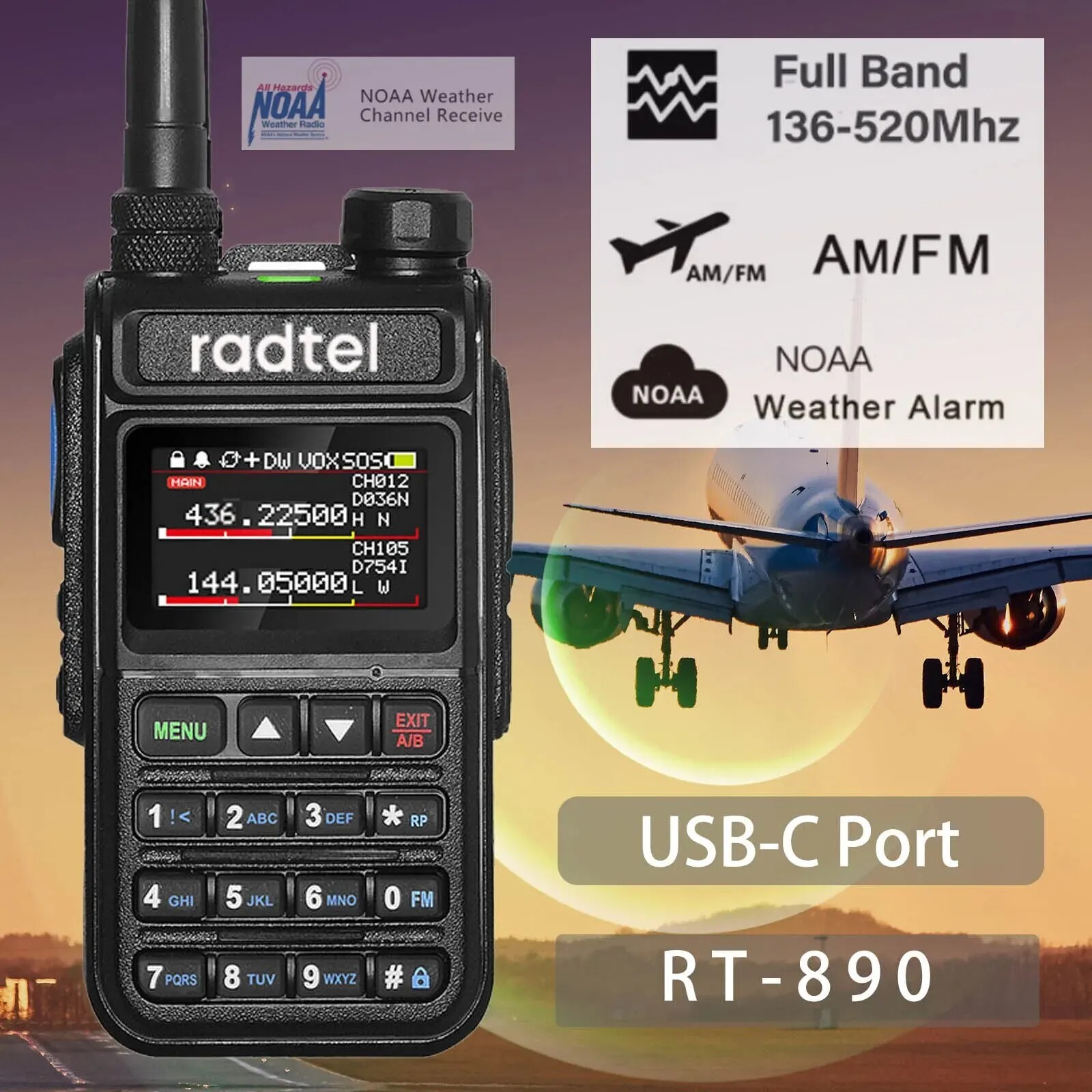 Talkie-Walkie RT-890 Pleine Bande pour Éviter les Pannes de Batterie et Suivre la Météo