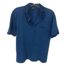 Banana Republic Shirt Men's Medium Navy Black Polo Cotton Blend Casual Preppy