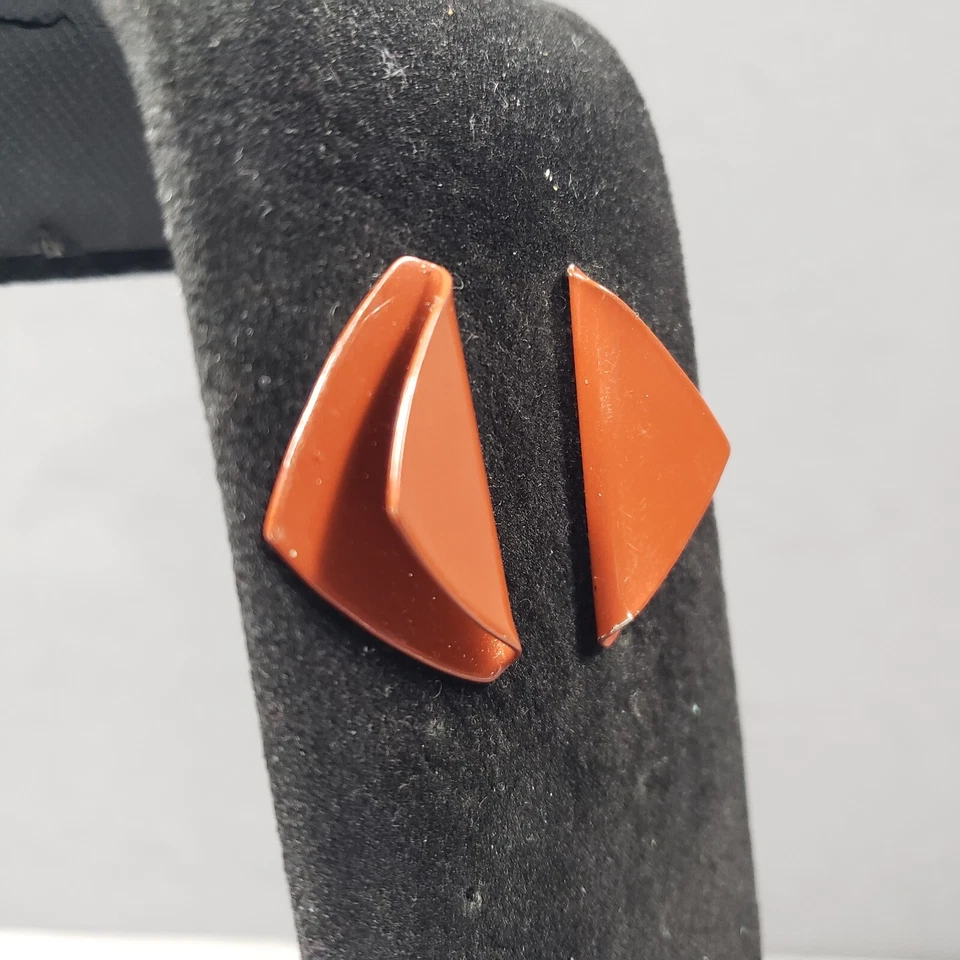 Pendientes Perforados Metal Marrón Steampunk Brutalista Mediados de Siglo Modernista 1.25" Foto 2 de 4