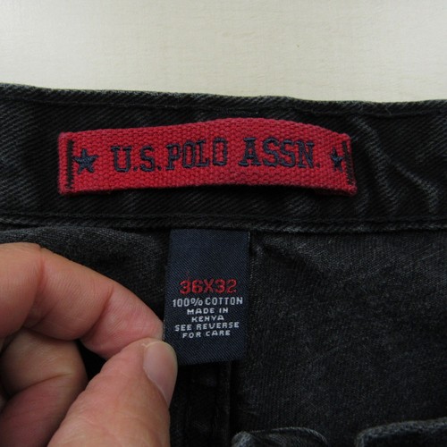 Vintage US Polo Assn Jeans Men 36x32 (Actual 34x30) Black Wide Leg Baggy Y2K - Picture 7 of 16