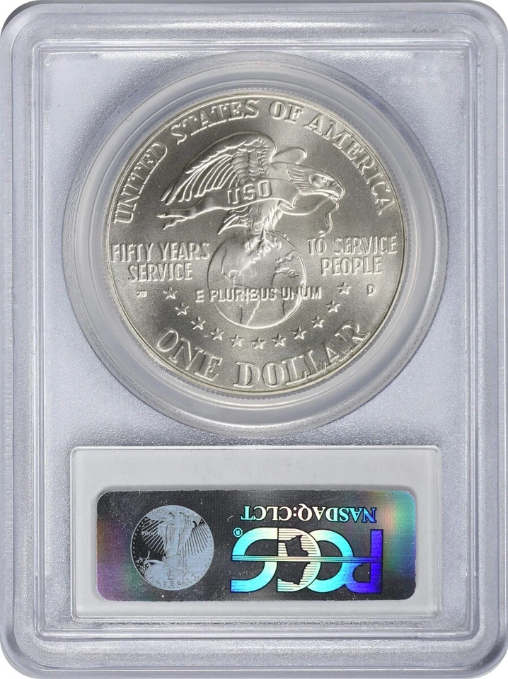 1991-D USO U.S.O Silver Commemorative Dollar MS69 PCGS Mint State 69 - Image 2 of 2