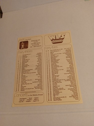 WLS Radio Station Records Survey Grease#1 Rolling Stones #2 Mint August 12th