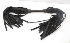 Genuine Suede Leather Flogger Black Leather Whip Double Ended