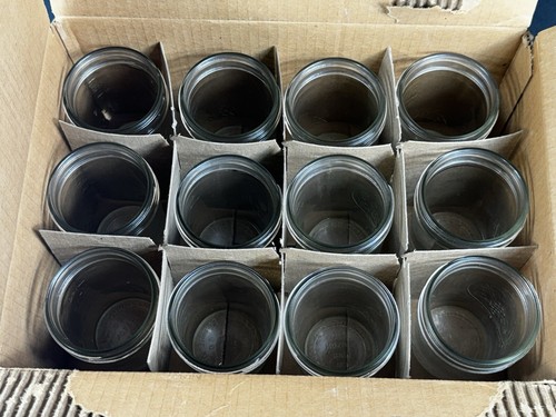 BALL One Dozen Regular Tapered Half Pint Can Or Freeze Glass Jars Made In USA - Picture 17 of 23