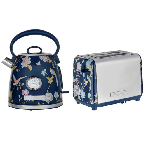 Laura Ashley Elveden 1.7L Kettle & 2 Slice Toaster Blue & Silver Kitchen/Home - Picture 1 of 12