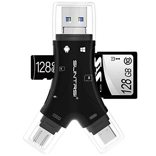SD Card Reader for iPhone/ipad/Android/Mac/Computer/Camera,4 in1 Micro SD black-image