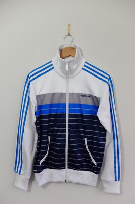 トップス adidas/Pile fabric track jacket/rare Vintage Adidas Original TT Blue white pinstripe track jacket