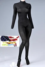 1/6 black tight stretch suit leotard For 12" female Figure hot toys Phicen ❶USA❶