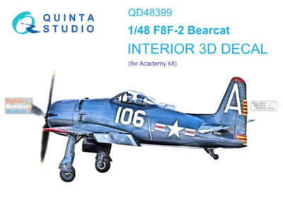 QTSQD48399 1:48 Quinta Studio Interior 3D Decal - F8F-2 Bearcat (ACA kit)