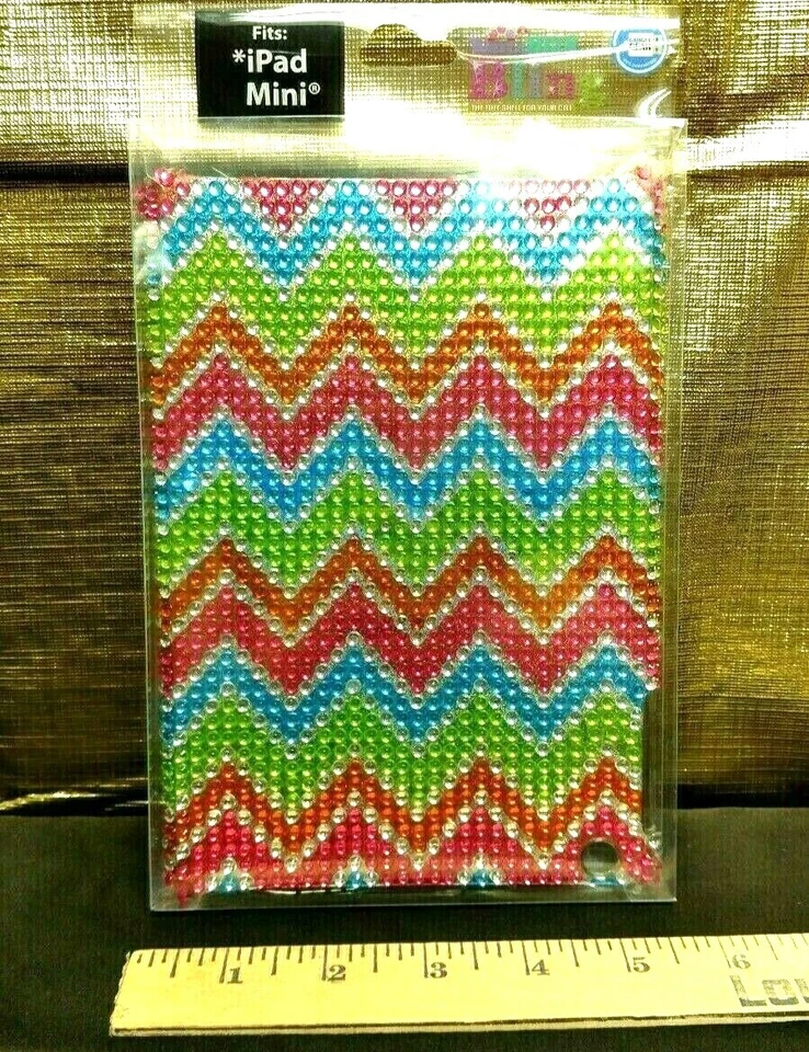 iPad Mini Rhinestone Case Hard Shell GEN 1 / 2 / 3 Bling Pink Blue Green Chevron - Image 2 of 3