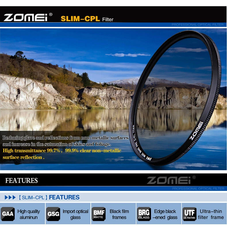 ZOMEI 67mm Slim CIR-PL CPL Circular Polarizing Polarizer filter for Canon - Image 4 of 4