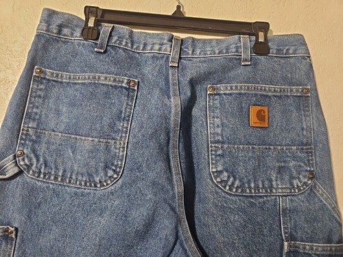 CARHARTT Jeans Mens Double Knee Loose Original Fit B73-DST 36x32 Carpenter - Picture 3 of 8