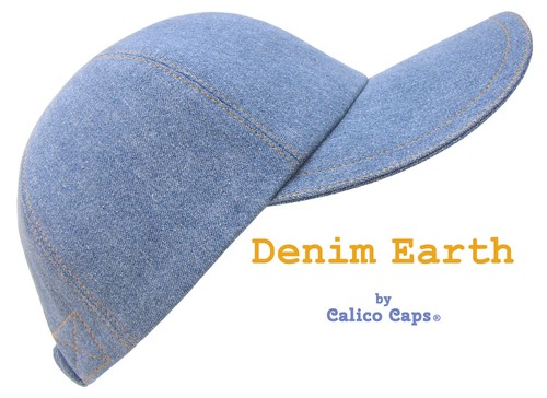 "Denim Earth" - Classic Medium Wash Denim Ladies Blue Jean Baseball Ball Cap Hat - Picture 2 of 7