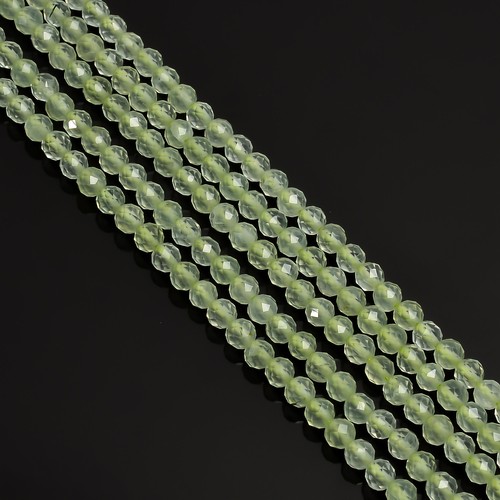 100% Natural Prehnite Gemstone Round Faceted Beads 3X3 mm Strand 13" EB-235 - Picture 2 of 2