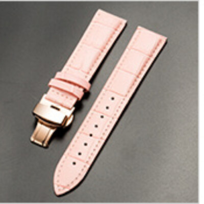 High Quality Cowhide Genuine Leather Watch Straps Butterfly Clasp Band 12-24mm