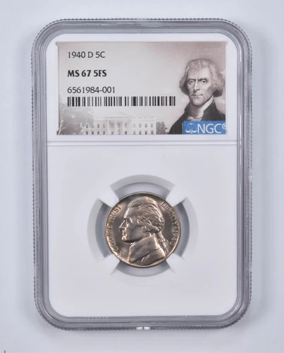 1940-D MS67 5FS Jefferson Nickel Graded NGC Special Label