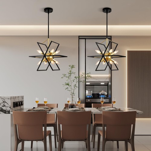 OLMCWOOL Modern Chandelier, Industrial Metal Dining Room Pendant Light,Black - Picture 5 of 6