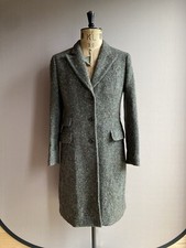 Margaret Howell Overcoat Green Womens 10 Tweed Wool Coat Long Italy