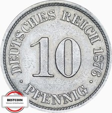 J 4  10 Pfennig KAISERREICH von 1876  J in VZ-STG  927157