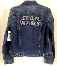 Womens M New The Gap Star Wars Lucasfilm Denim Sequin Jean Trucker Jacket Nwt