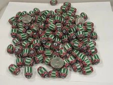2 Pounds Close Out India Handmade Large Chevron Glass Beads Bulk Lot (RAM-2) ⭐