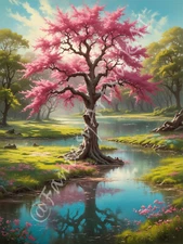 Pink Tree - Digital Image Picture PC Phone Background AI Art, 8 images - #20