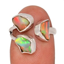 Natural Ethiopian Opal Rough 925 Sterling Silver Ring YSA8 s.7.5 CR71778