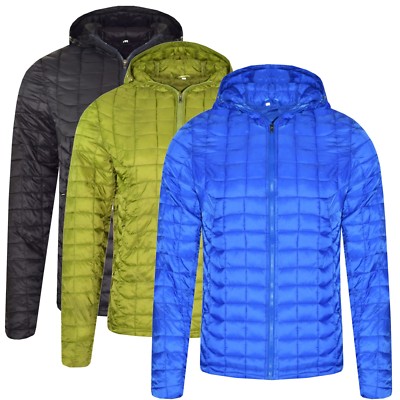 Herren Gesteppt Thermoball Jacke Isoliert Licht Warm Trekking Außen Zip Kapuze