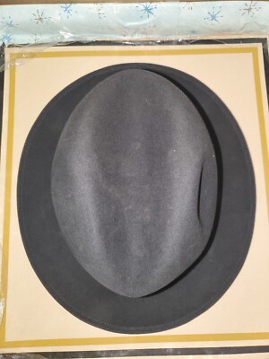Vintage 1950s Royal Stetson Fedora Style Hat Sz 6 7/8 Aged Black
